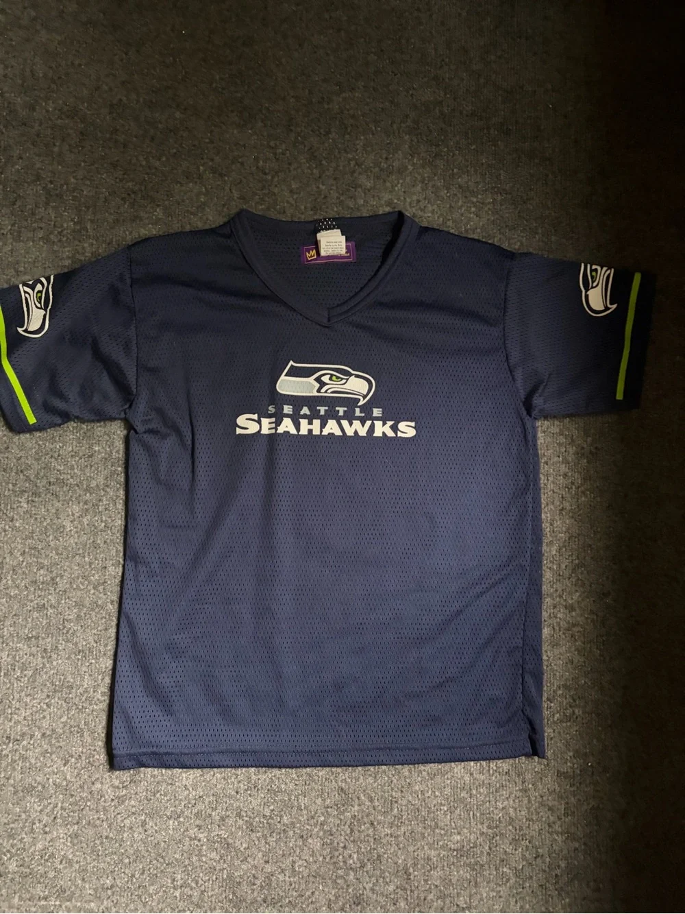 Vintage Seattle Seahawks Youth Navy Short Sleeve Jersey